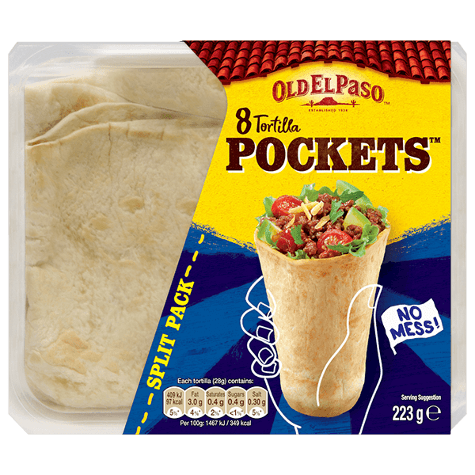 pack of Old El Paso's 8 tortilla pockets (223g)